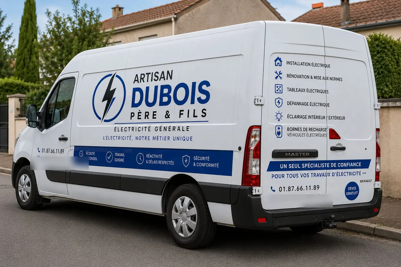Le fourgon Artisan Dubois Père & Fils, électricité générale à Paris